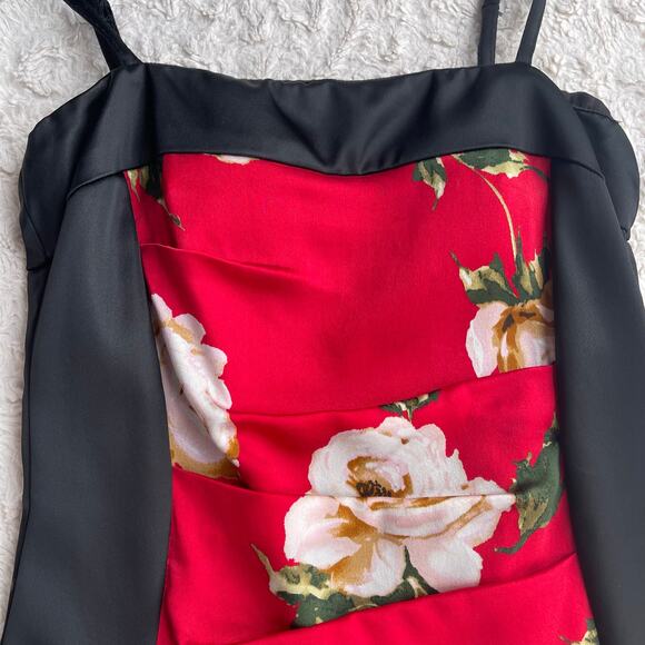 Cache silk satin floral bodycon slip dress midi slipdress‎ ruched cocktail Y2K 2 - Picture 10 of 16